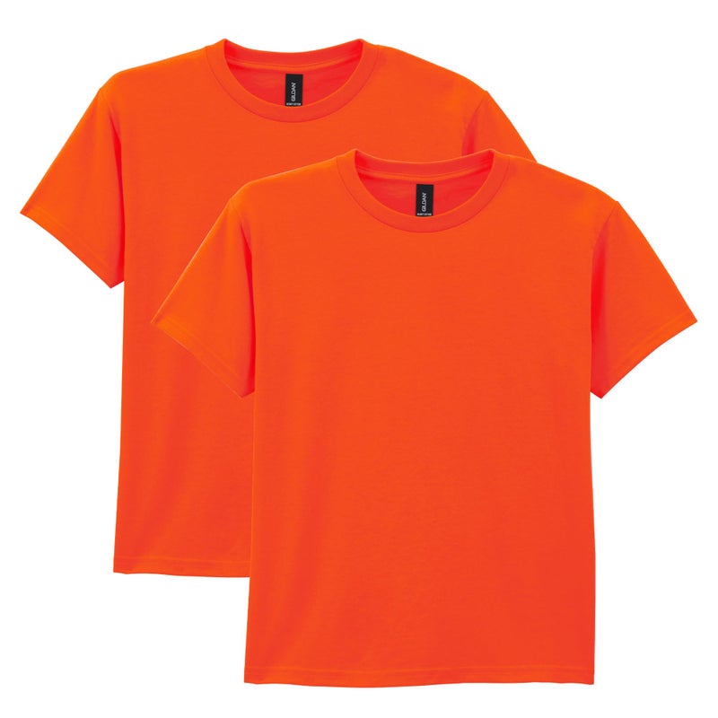 Gildan Unisex Child Youth Heavy Cotton T-shirt, Style G5000b, 2-pack, Orange, Medium US - Image 1